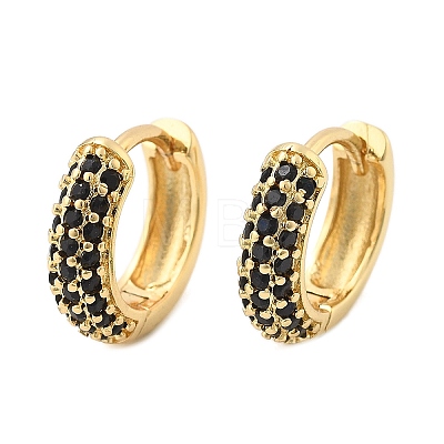 Brass Micro Pave Cubic Zirconia Huggie Hoop Earrings EJEW-R144-004A-NF-1