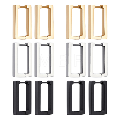 12Pcs 3 Colors 316 Stainless Steel Hoop Earrings EJEW-UN0003-23A-1