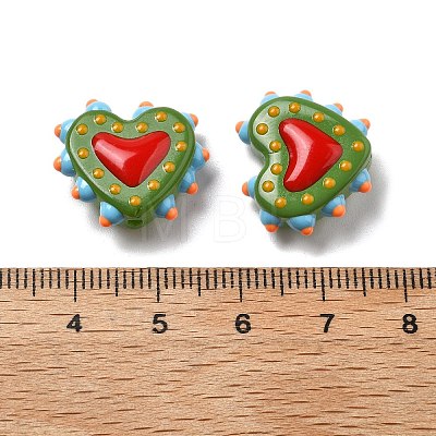 Baking Paint Glass Bumpy Beads Heart LAMP-V001-07E-1