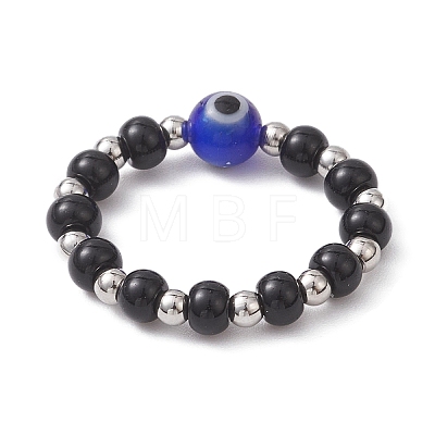Handmade Evil Eye Lampwork with Glass Finger Rings for Couples RJEW-TA00231-1