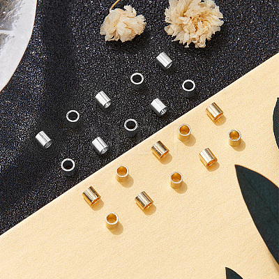 50Pcs 2 Colors 925 Sterling Silver Crimp Beads STER-BBC0009-67-1