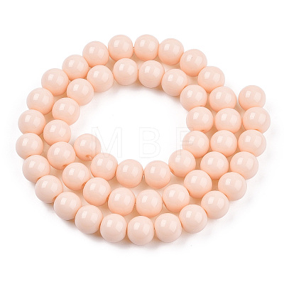 Opaque Solid Color Glass Beads Strands X-GLAA-T032-P8mm-09-1
