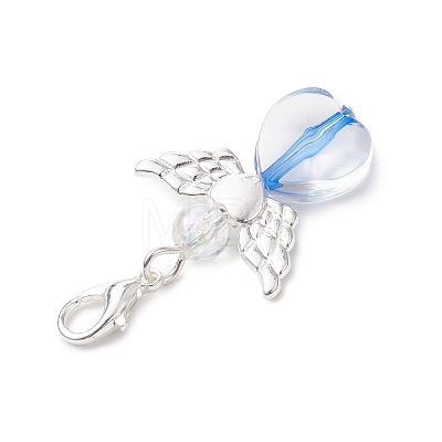 Heart Angel Alloy & Acrylic Pendant Decorations HJEW-JM04595-1
