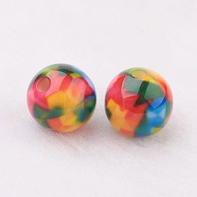 Spray Painted Resin Beads GLAA-F049-A08-1