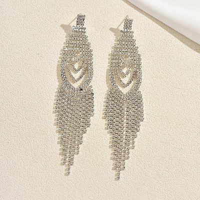 Brass Rhinestone Chandelier Earrings for Women TS9607-1
