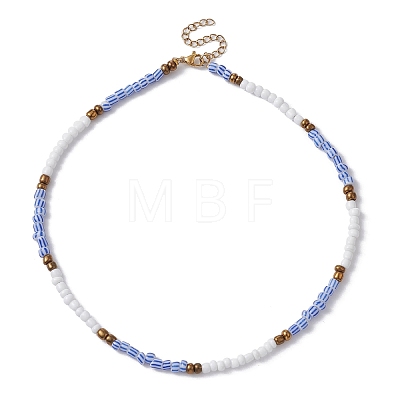 Glass Seed Beaded Necklace for Women NJEW-JN04393-1