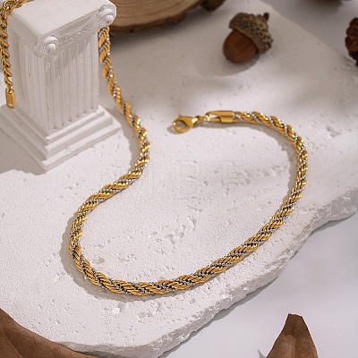 5MM Modern Two-Tone 304 Stainless Steel Rope Chain Necklaces for Women LW4390-1-1