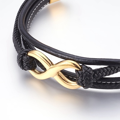 Braided Leather Cord Multi-strand Bracelets BJEW-F349-12G-01-1