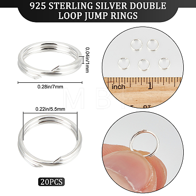 20Pcs 925 Sterling Silver Double Loop Jump Rings STER-BBC0002-11B-S-1
