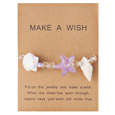 Alloy & Glass & Resin Shell Shape & Starfish Beaded Bracelets for Women WG1412B-01-1