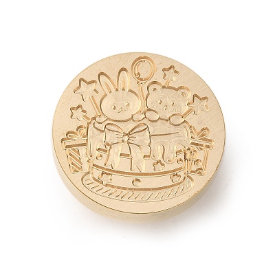 Golden Tone Wax Seal Brass Stamp Heads AJEW-U008-02G-01-1