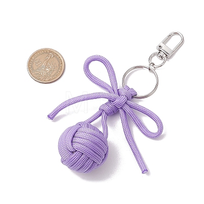 7Pcs Alloy Polyester Spandex Bowknot Ball Keychain KEYC-JKC01169-1