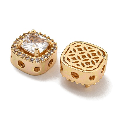 Brass Micro Pave Cubic Zirconia Beads KK-U037-01G-01-1