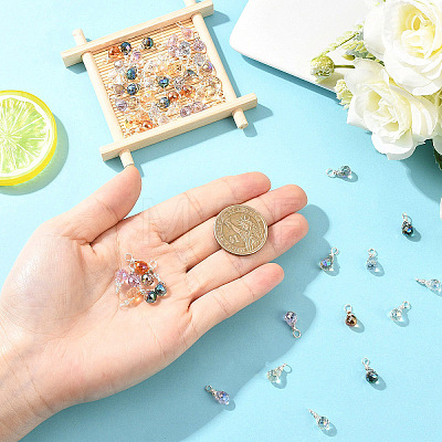 60Pcs 10 Style Glass Teardrop Pendants PALLOY-YW00137-1
