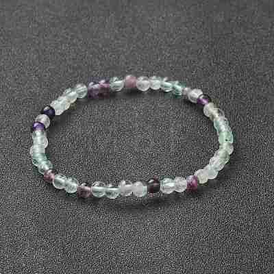 Natural Fluorite Beaded Stretch Bracelets BJEW-D446-A-38-1