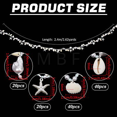ABS Plastic Imitation Pearl & Shell Chains for Party Deorations PALLOY-PH01957-1