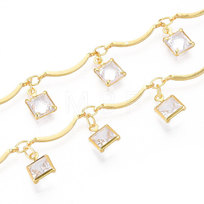 Brass Glass Scalloped Bar Chains CHC-T018-09G-1