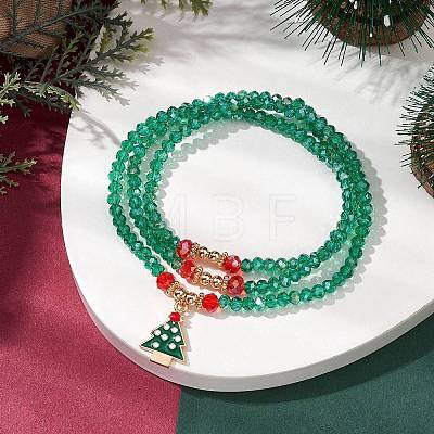 Faceted Glass Beaded Stretch Wrap Bracelets BJEW-TA00515-1