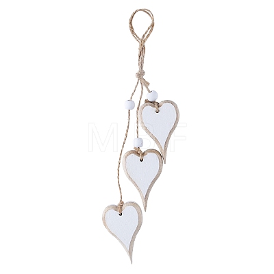 Valentine's Day Pine Wood Heart Pendant Decorations HULI-PW0002-091G-1