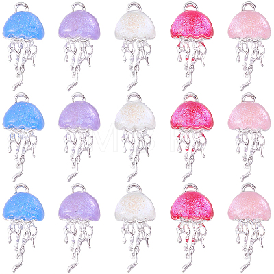 20Pcs 5 Colors Alloy Resin Pendants FIND-BM0001-61S-1