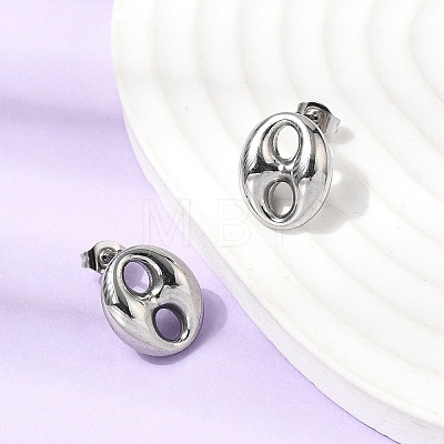 304 Stainless Steel Oval Pendant Necklaces & Bracelets & Stud Earrings Sets SJEW-P008-02P-1