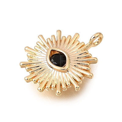 Brass Pave Black Cubic Zirconia Charms KK-CBA2395-02G-1