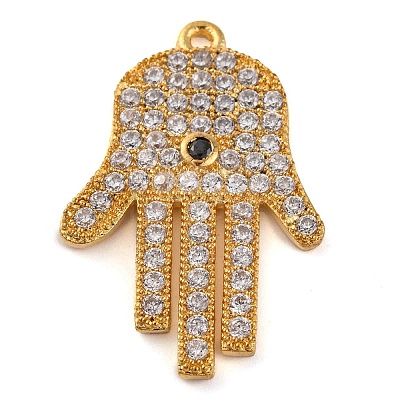 Rack Plating Brass Micro Pave Cubic Zirconia Pendants KK-Z070-10G-1