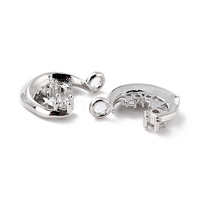 Eco-Friendly Brass Micro Pave Clear Cubic Zirconia Charms ZIRC-C027-08P-RS-1