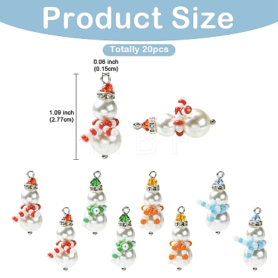20Pcs 4 Styles Glass Seed & Shell Pearl Pendants PALLOY-YW00140-1