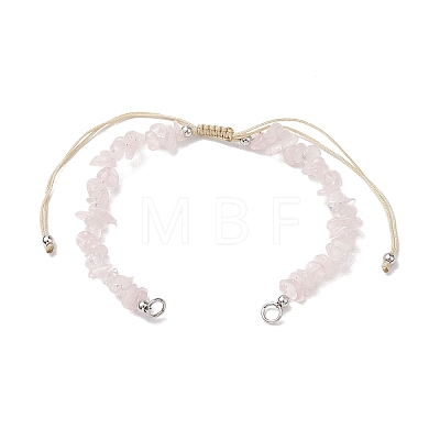 Natural Rose Quartz Chip Nylon Braided Beaded Bracelet Making AJEW-JB01296-01-1