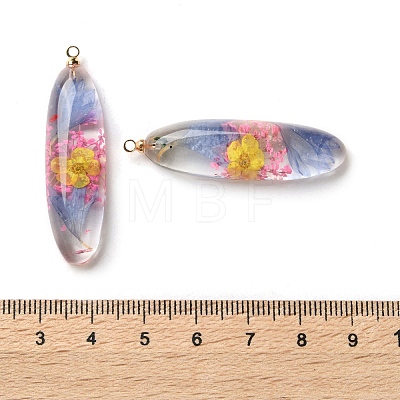 Inner Dried Flower Transparent Resin Pendants RESI-A043-01A-1