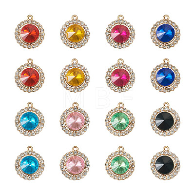 Crafans 24pcs 6 colors Zinc Alloy Rhinestone Pendants FIND-CF0001-01-1