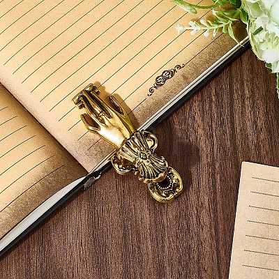 Alloy Hand Shaped Bookmark Clip AJEW-CP0006-94A-AG-1
