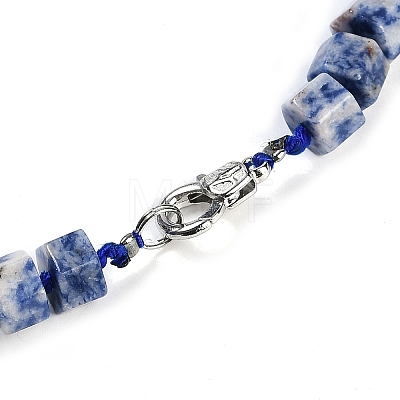 Natural Blue Spot Jasper Hexagon Prism Graduated Beaded Necklaces for Women Men NJEW-K388-03C-1