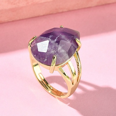 Brass Cuff Open Rings RJEW-D347-04G-15-1