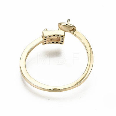 Brass Micro Pave Clear Cubic Zirconia Peg Bails Cuff Finger Ring Settings X-KK-S360-011-NF-1