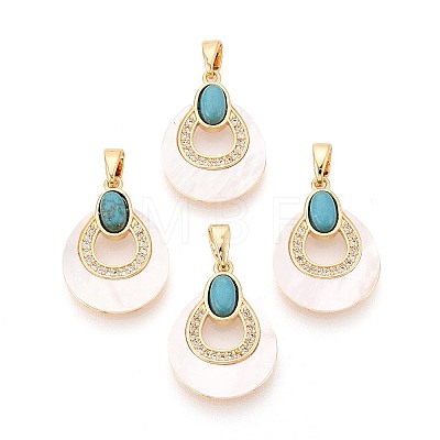 Synthetic Turquoise with White Shell Pendants KK-N287-11G-01-1
