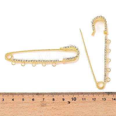Iron Rhinestone Safety Pins Brooch Findings JEWB-E045-01C-G-1