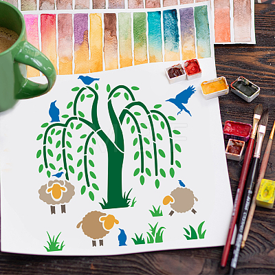 PET Hollow Out Drawing Painting Stencils DIY-WH0391-0695-1