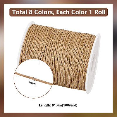   8 Rolls 8 Colors Waxed Cotton Thread Cords YC-PH0002-46-1