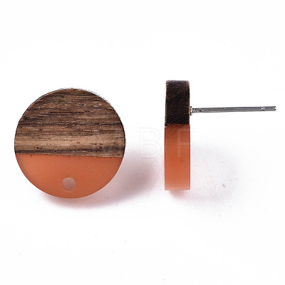 Resin & Walnut Wood Stud Earring Findings MAK-N032-008A-A01-1