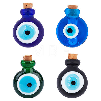 4Pcs 4 Colors Handmade Lampwork Perfume Bottle Pendants LAMP-FH0001-02-1