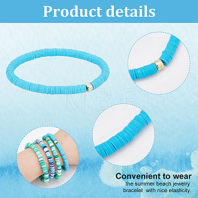   1 Set Handmade Polymer Clay Heishi Surfer Stretch Bracelets Set with CCB Plastic Beaded BJEW-PH0004-30A-1