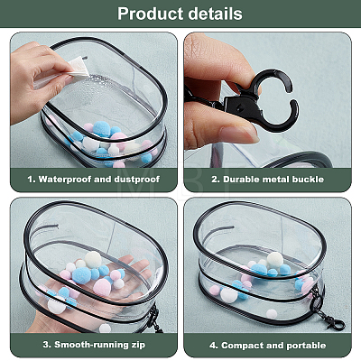 Oval Rectangle Transparent PVC Plastic Storage Zipper Bags ABAG-WH0040-39A-1
