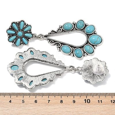 Alloy Synthetic Turquoise Dangle Stud Earrings EJEW-U053-12AS-1