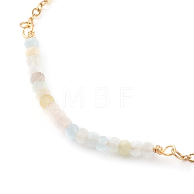 March Birthstone Natural Morganite Beaded Bracelets BJEW-JB06092-03-1
