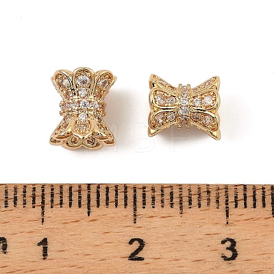 Brass Micro Pave Cubic Zirconia Beads KK-K374-21G-1