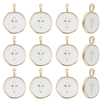 AHADERMAKER 12Pcs Brass Enamel Pendants KK-GA0001-41-1