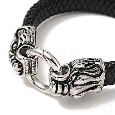 PU Imitation Leather Braided Cord Bracelet BJEW-E009-09AS-1