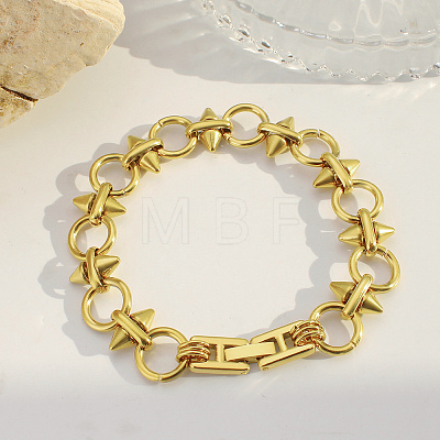 304 Stainless Steel Link Chain Bracelets for Women BJEW-P391-02B-G-1